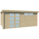 Chalet moderne Oregon 16,4m² en bois massif 28mm avec porte double vitrée+fenêtre - Gardenas