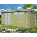 Chalet moderne Oregon 16,4m² en bois traité 28mm avec porte double vitrée+fenêtre - Gardenas