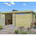 Chalet moderne Oregon 16,4m² en bois traité 28mm avec porte double vitrée+fenêtre - Gardenas