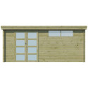 Chalet moderne Oregon 16,4m² en bois traité 28mm avec porte double vitrée+fenêtre - Gardenas