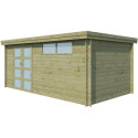 Chalet moderne Oregon 16,4m² en bois traité 28mm avec porte double vitrée+fenêtre - Gardenas