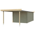Chalet moderne Oregon 16,4m² + extension 300cm en bois massif 28mm avec porte double vitrée+fenêtre - Gardenas