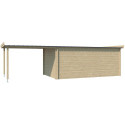 Chalet moderne Oregon 16,4m² + extension 300cm en bois massif 28mm avec porte double vitrée+fenêtre - Gardenas