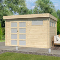 Chalet Moderne 11,84m² en bois massif 44mm avec porte double vitrée+2 fenêtres - Gardenas