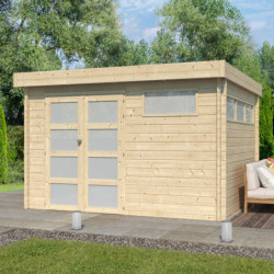 Chalet Moderne 11,84m² en bois massif 44mm avec porte double vitrée+2 fenêtres - Gardenas