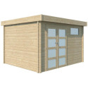 Chalet Moderne 11,84m² en bois massif 44mm avec porte double vitrée+2 fenêtres - Gardenas