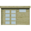 Chalet Moderne 11,84m² en bois traité 44mm avec porte double vitrée+2 fenêtres - Gardenas