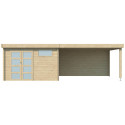 Chalet Moderne 11,84m² + extension 400cm en bois massif 44mm avec porte double vitrée+2 fenêtres - Gardenas