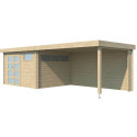 Chalet Moderne 11,84m² + extension 400cm en bois massif 44mm avec porte double vitrée+2 fenêtres - Gardenas