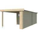 Chalet Moderne 11,84m² + extension 400cm en bois massif 44mm avec porte double vitrée+2 fenêtres - Gardenas