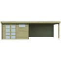 Chalet Moderne 11,84m² + extension 400cm en bois traité 44mm avec porte double vitrée+2 fenêtres - Gardenas