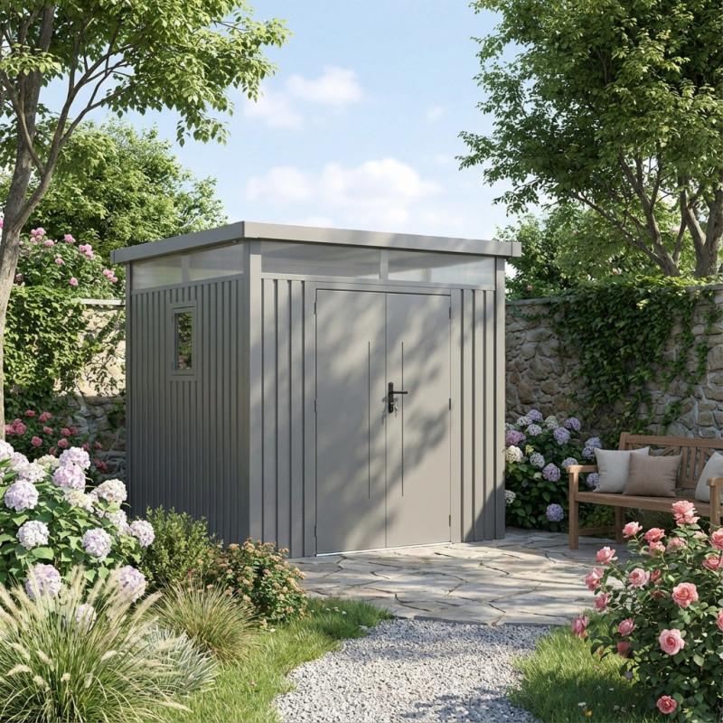 Abri de jardin en acier galvanisé Kosto 5,29m² + kit d'ancrage - X-Métal