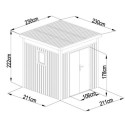 Abri de jardin en acier galvanisé Kosto 5,29m² + kit d'ancrage - X-Métal