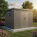 Abri de jardin en acier galvanisé Kosto 8,64m² + kit d'ancrage - X-Métal