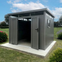 Abri de jardin en acier galvanisé Kosto 8,64m² + kit d'ancrage - X-Métal