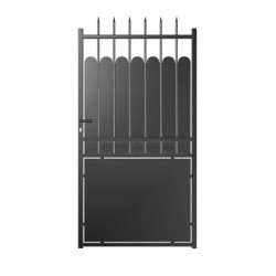 Portillon battant plein en acier 100x200cm AMBRE - noir - ouverture poussant droit - ROY