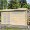 Chalet Moderne 13,8m² en bois massif 44mm avec porte double vitrée+2 fenêtres - Gardenas