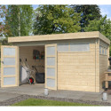 Chalet Moderne 13,8m² en bois massif 44mm avec porte double vitrée+2 fenêtres - Gardenas