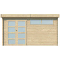 Chalet Moderne 13,8m² en bois massif 44mm avec porte double vitrée+2 fenêtres - Gardenas