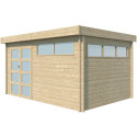 Chalet Moderne 13,8m² en bois massif 44mm avec porte double vitrée+2 fenêtres - Gardenas