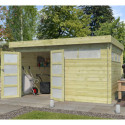 Chalet Moderne 13,8m² en bois traité 44mm avec porte double vitrée+2 fenêtres - Gardenas