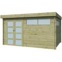 Chalet Moderne 13,8m² en bois traité 44mm avec porte double vitrée+2 fenêtres - Gardenas