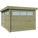Chalet Moderne 13,8m² en bois traité 44mm avec porte double vitrée+2 fenêtres - Gardenas