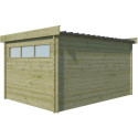 Chalet Moderne 13,8m² en bois traité 44mm avec porte double vitrée+2 fenêtres - Gardenas