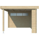 Chalet Moderne 13,8m² + extension 400cm en bois massif 44mm avec porte double vitrée+2 fenêtres - Gardenas