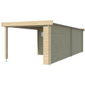 Chalet Moderne 13,8m² + extension 400cm en bois massif 44mm avec porte double vitrée+2 fenêtres - Gardenas