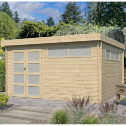 Chalet Modernе 17,39m² en bois massif 44mm avec porte double vitrée+2 fenêtres - Gardenas