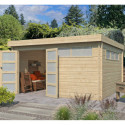 Chalet Modernе 17,39m² en bois massif 44mm avec porte double vitrée+2 fenêtres - Gardenas