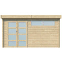Chalet Modernе 17,39m² en bois massif 44mm avec porte double vitrée+2 fenêtres - Gardenas