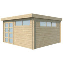 Chalet Modernе 17,39m² en bois massif 44mm avec porte double vitrée+2 fenêtres - Gardenas