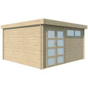 Chalet Modernе 17,39m² en bois massif 44mm avec porte double vitrée+2 fenêtres - Gardenas