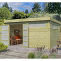 Chalet Moderne 17,39m² en bois traité 44mm avec porte double vitrée+2 fenêtres - Gardenas