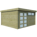 Chalet Moderne 17,39m² en bois traité 44mm avec porte double vitrée+2 fenêtres - Gardenas