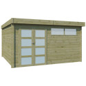 Chalet Moderne 17,39m² en bois traité 44mm avec porte double vitrée+2 fenêtres - Gardenas