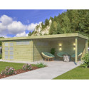 Chalet Moderne 17,39m² + extension 400cm en bois traité 44mm avec porte double vitrée+2 fenêtres - Gardenas