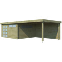 Chalet Moderne 17,39m² + extension 400cm en bois traité 44mm avec porte double vitrée+2 fenêtres - Gardenas