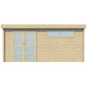 Chalet Modern 16,74m² en bois massif 44mm avec porte double vitrée+2 fenêtres - Gardenas
