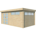Chalet Modern 16,74m² en bois massif 44mm avec porte double vitrée+2 fenêtres - Gardenas