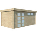 Chalet Modern 16,74m² en bois massif 44mm avec porte double vitrée+2 fenêtres - Gardenas