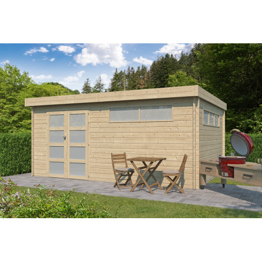 Chalet Moderne 21,09m² en bois massif 44mm avec porte double vitrée+2 fenêtres - Gardenas
