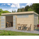 Chalet Moderne 21,09m² en bois massif 44mm avec porte double vitrée+2 fenêtres - Gardenas
