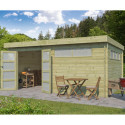 Chalet Moderne 21,09m² en bois traité 44mm avec porte double vitrée+2 fenêtres - Gardenas