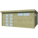 Chalet Moderne 21,09m² en bois traité 44mm avec porte double vitrée+2 fenêtres - Gardenas