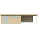 Chalet Moderne 21,09m² + extension 400cm en bois massif 44mm avec porte double vitrée+2 fenêtres - Gardenas
