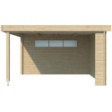 Chalet Moderne 21,09m² + extension 400cm en bois massif 44mm avec porte double vitrée+2 fenêtres - Gardenas