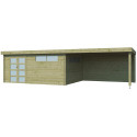Chalet Modern 21,09m² + extension 400cm en bois traité 44mm avec porte double vitrée+2 fenêtres - Gardenas